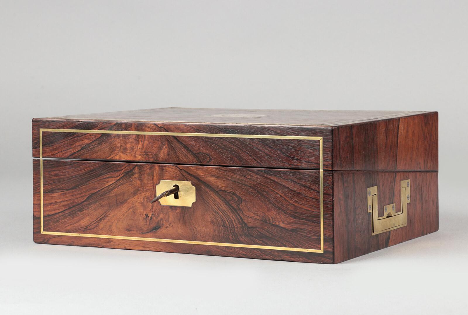 19th Century Writing Slope by Edwards Made of Mahogany with Brass Inlays 11