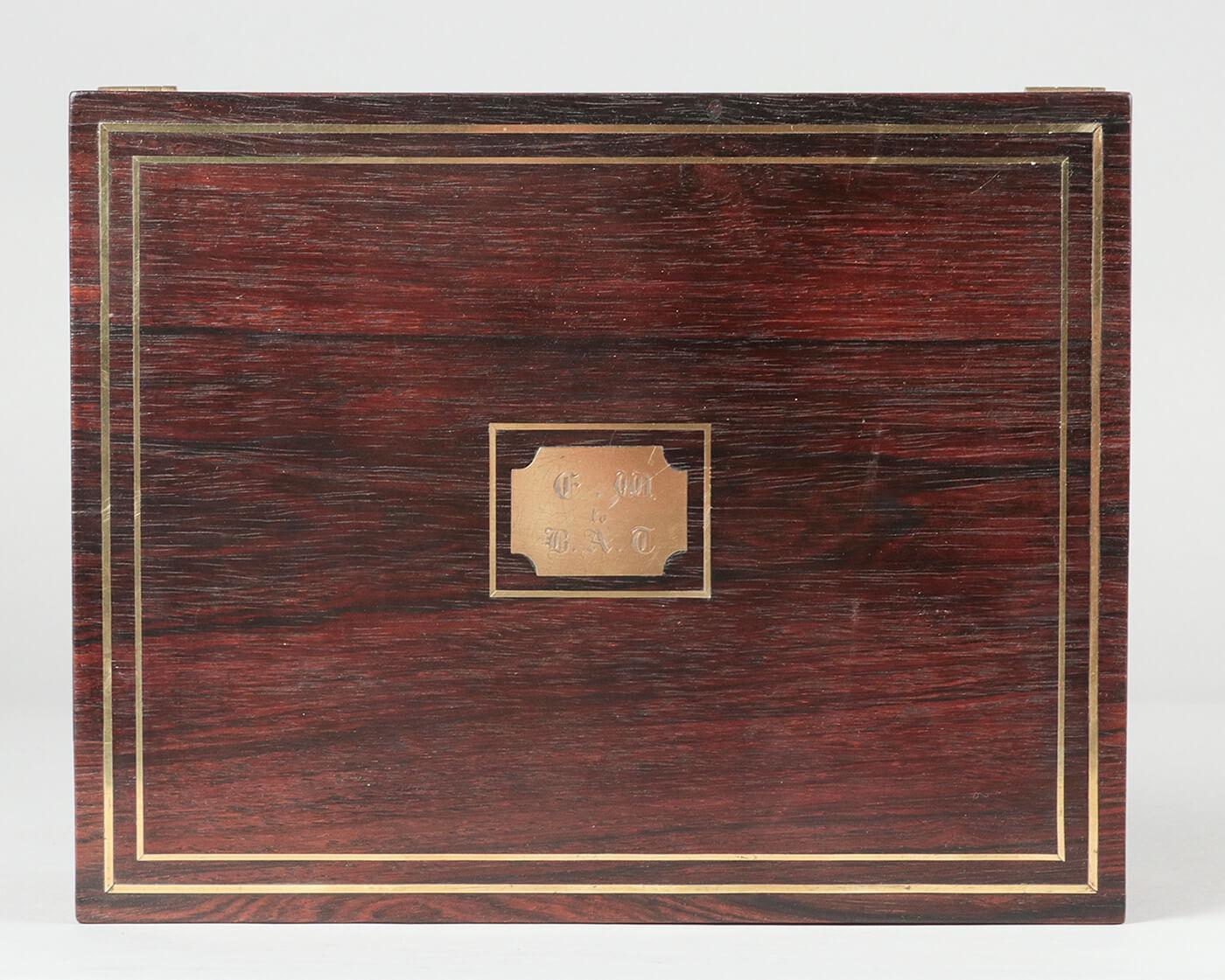 19th Century Writing Slope by Edwards Made of Mahogany with Brass Inlays 13