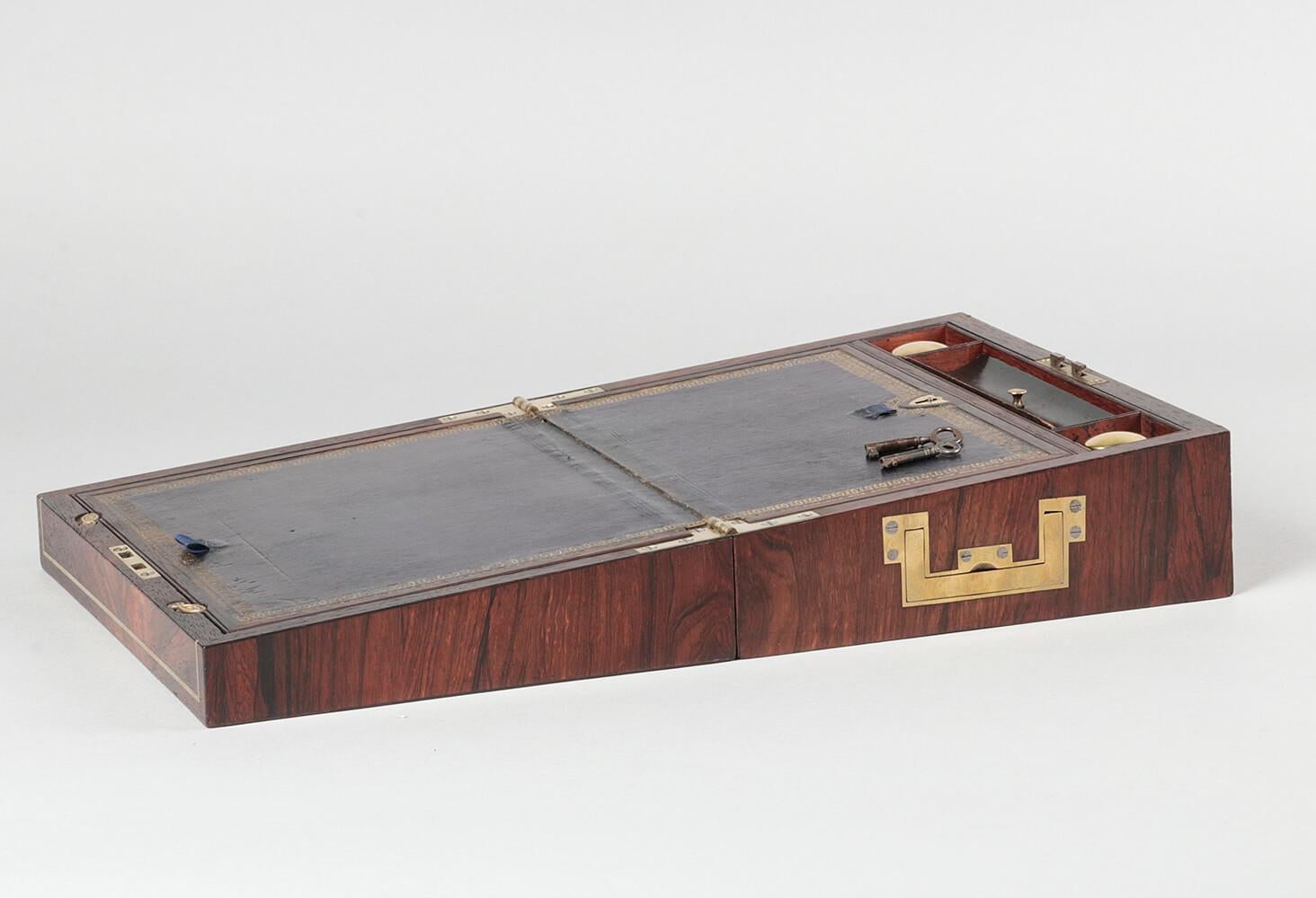 Georgian 19th Century Writing Slope by Edwards Made of Mahogany with Brass Inlays