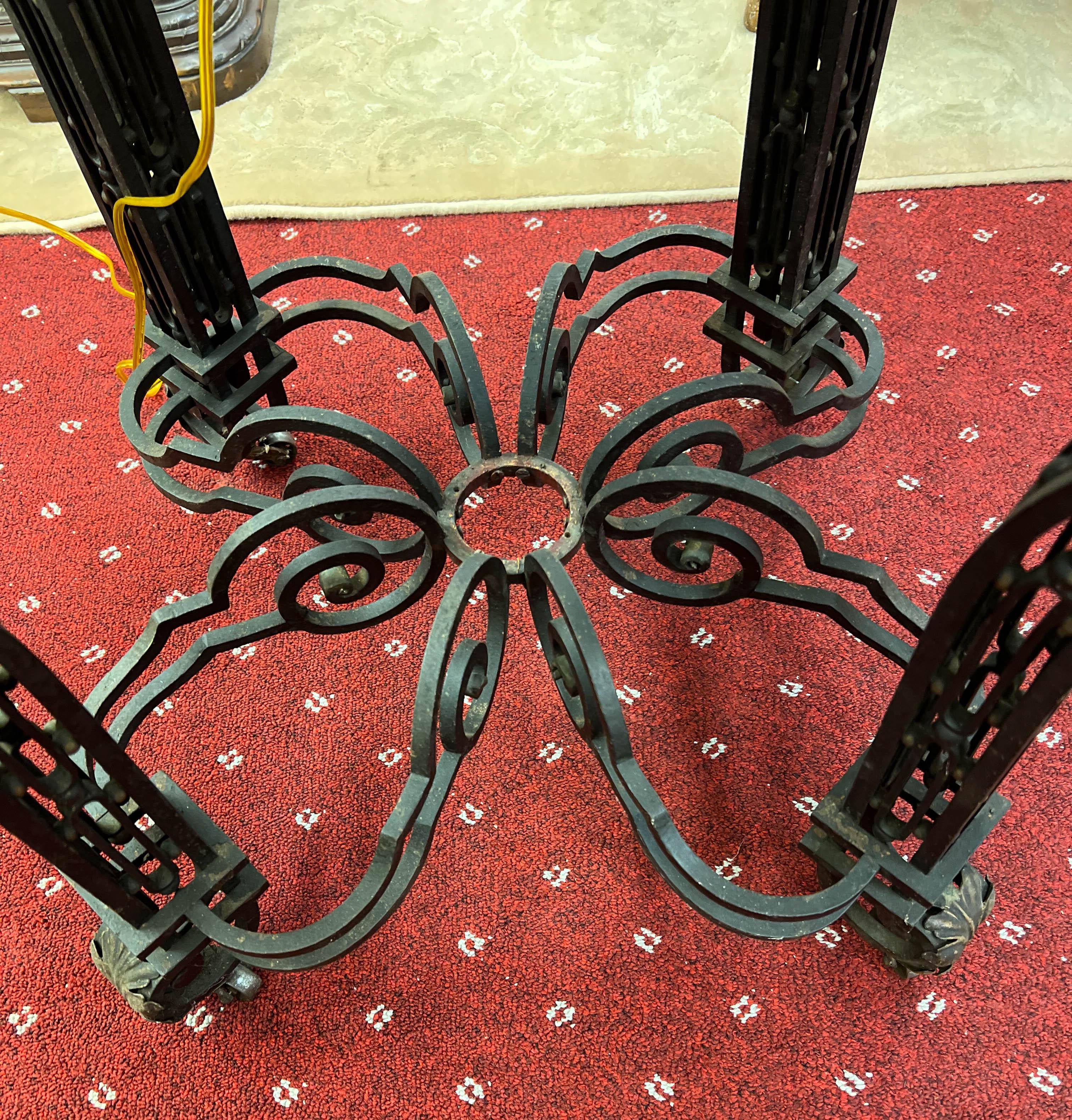 19th Century Wrought Iron 32 Inch Round Table With Built-In Light For Sale 13