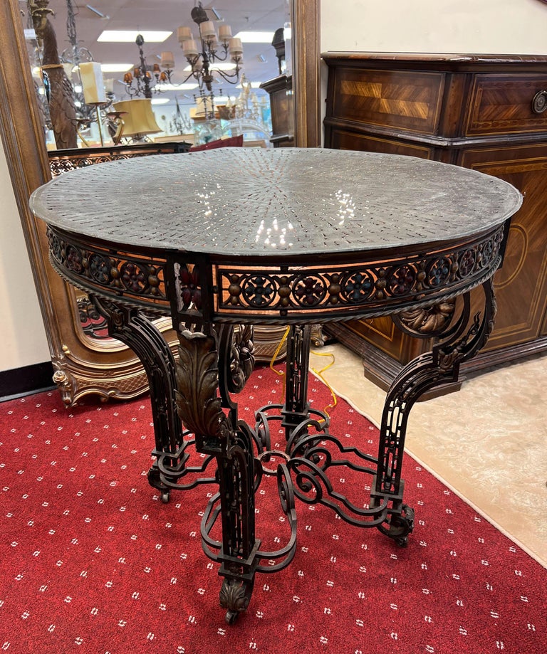 19th Century Wrought Iron 32 Inch Round Table With Built-In Light For ...