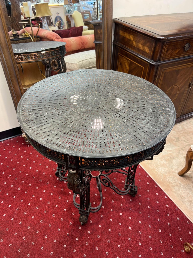 19th Century Wrought Iron 32 Inch Round Table With Built-In Light For ...