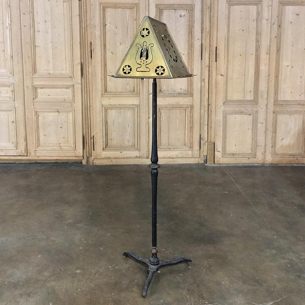 Neoclassical 19th Century Wrought Iron and Brass Music Stand For Sale