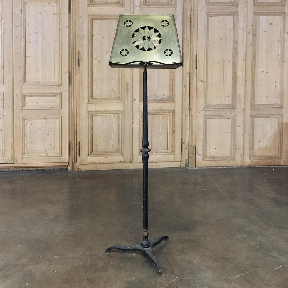 Hand-Crafted 19th Century Wrought Iron and Brass Music Stand For Sale