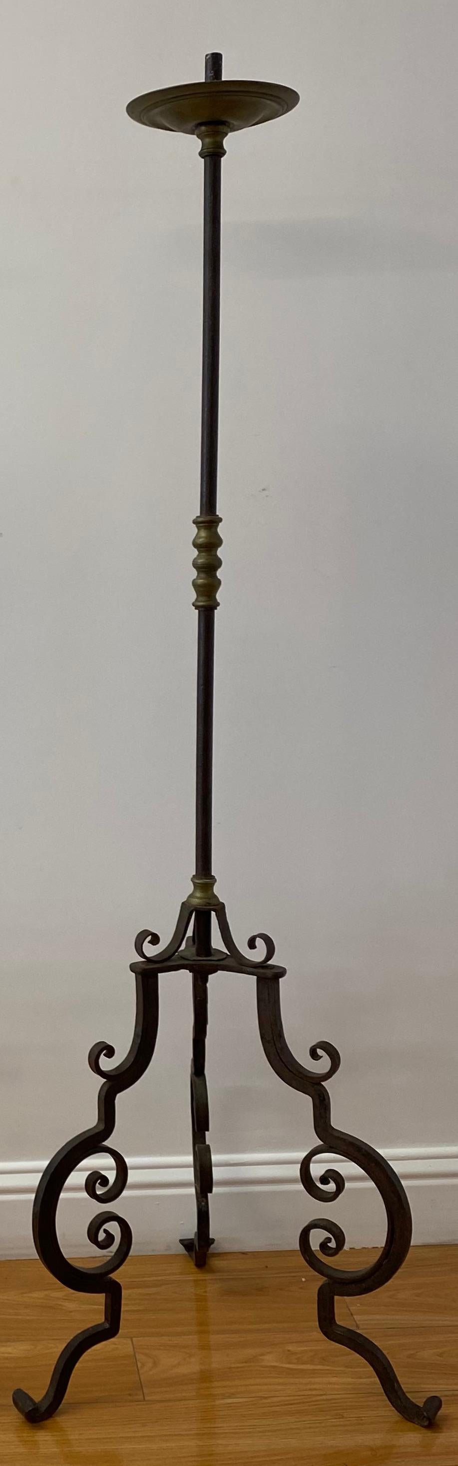 19th century wrought iron & brass torchère.

Measures: 19