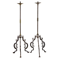 19th Century Wrought Iron & Brass Torchère