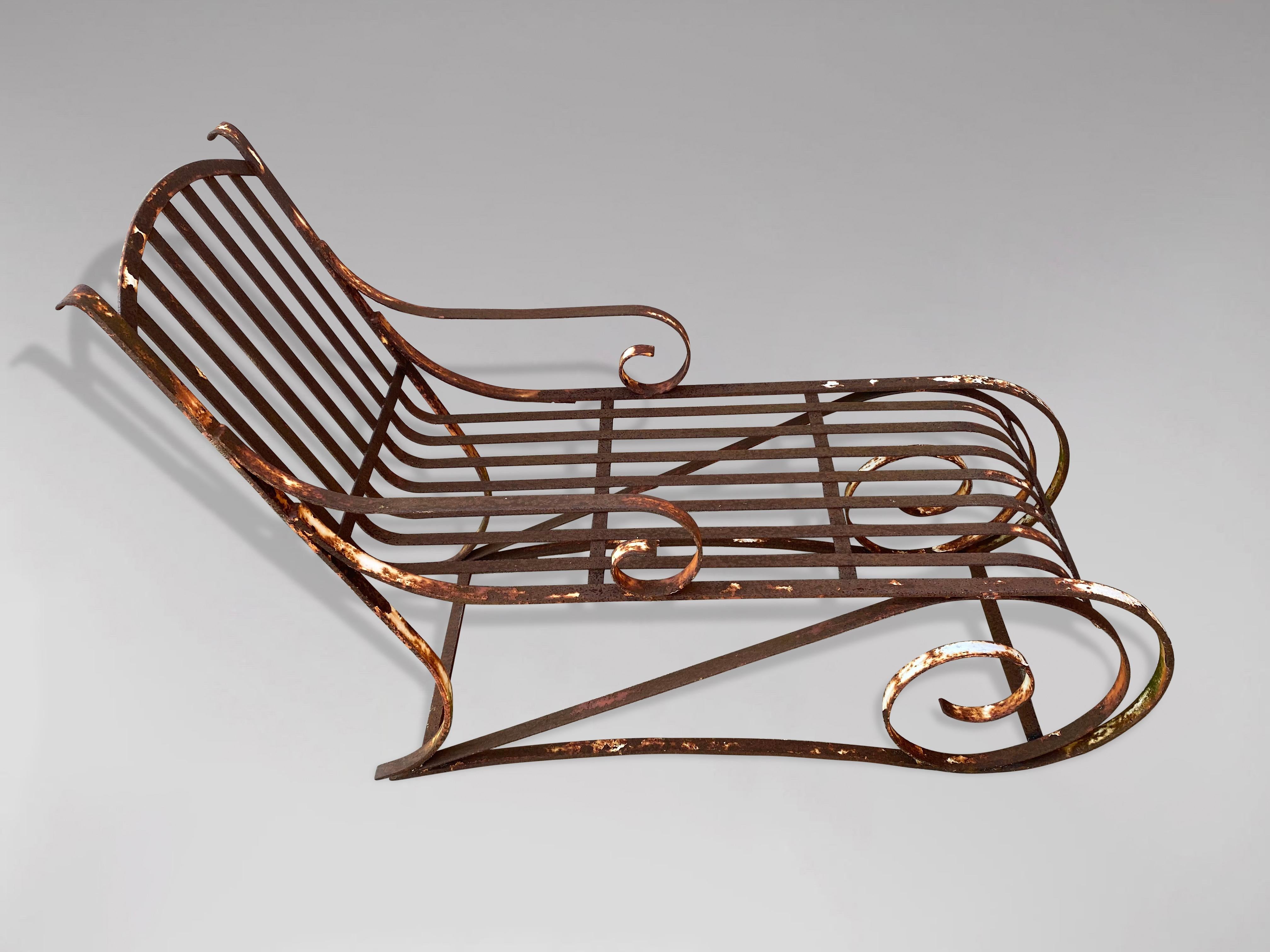 Victorian 19th Century Wrought Iron Chaise Longue Lounger