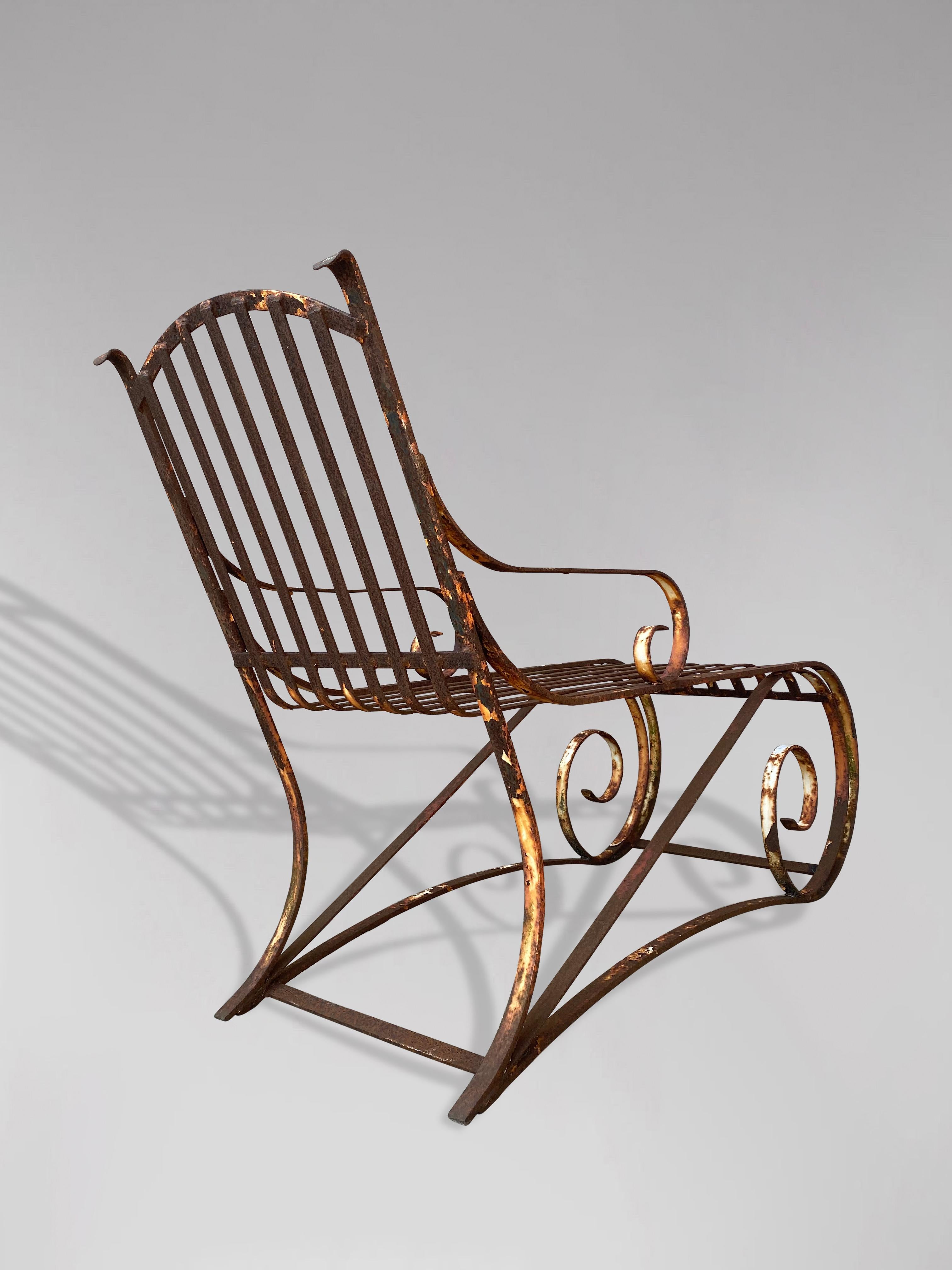 French 19th Century Wrought Iron Chaise Longue Lounger