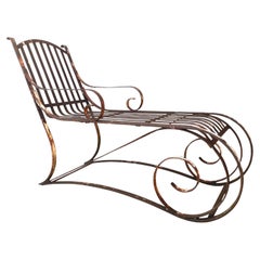 19th Century Wrought Iron Chaise Longue Lounger