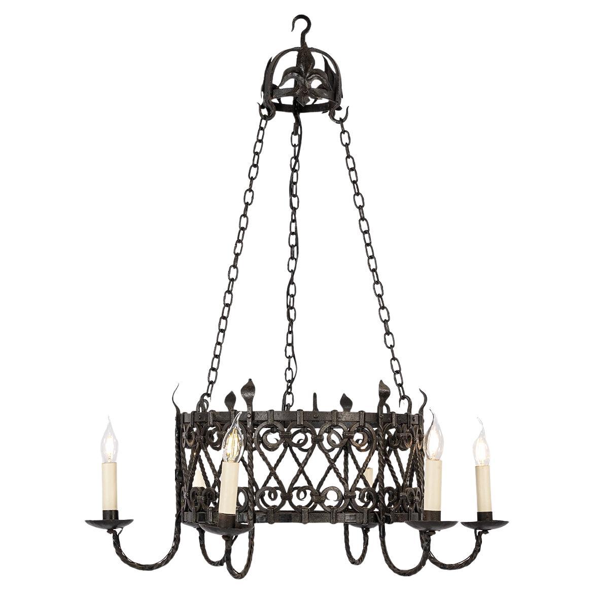 19th Century Wrought Iron Chandelier