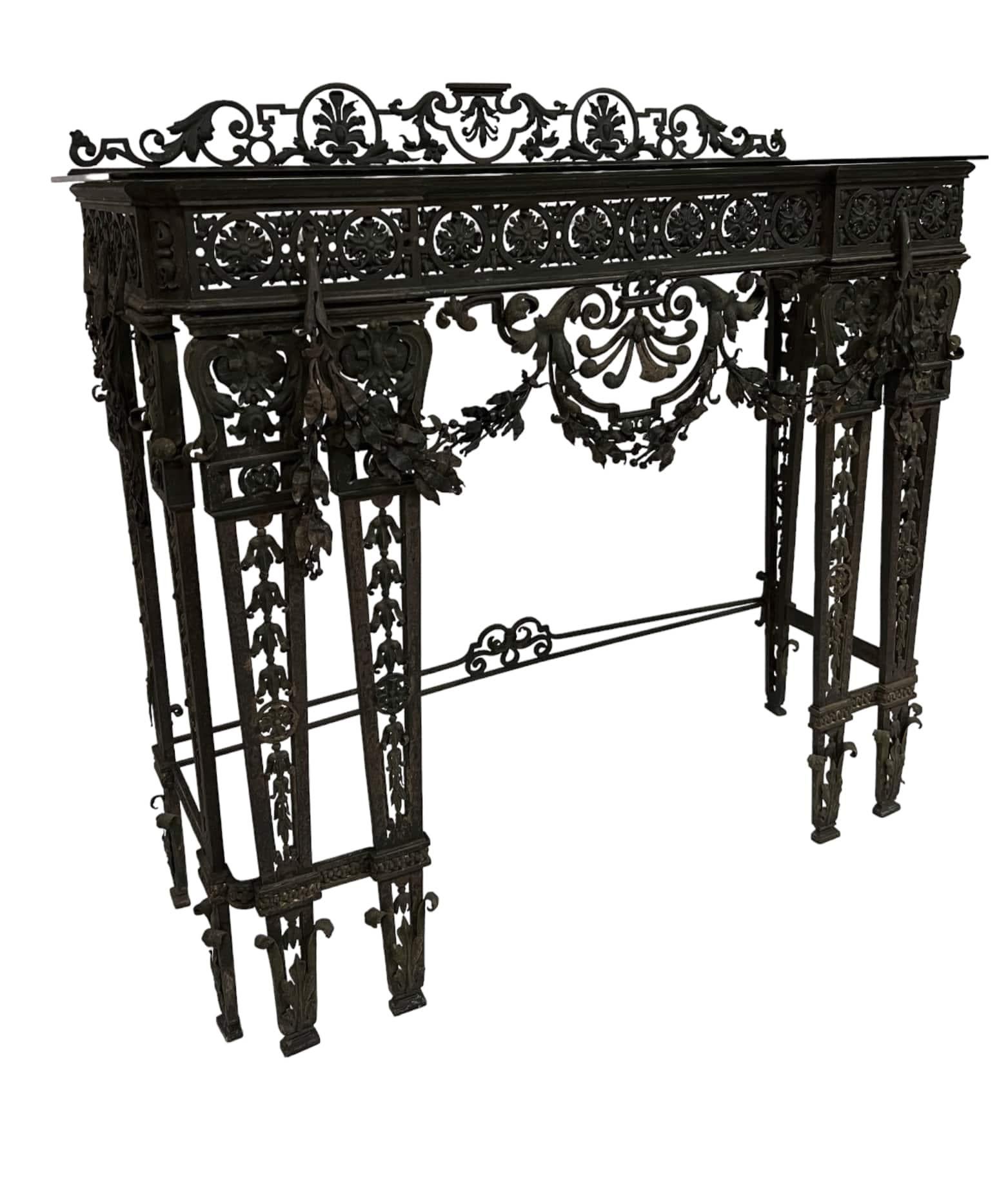 Late 19th Century 19th Century Wrought Iron Console Table For Sale