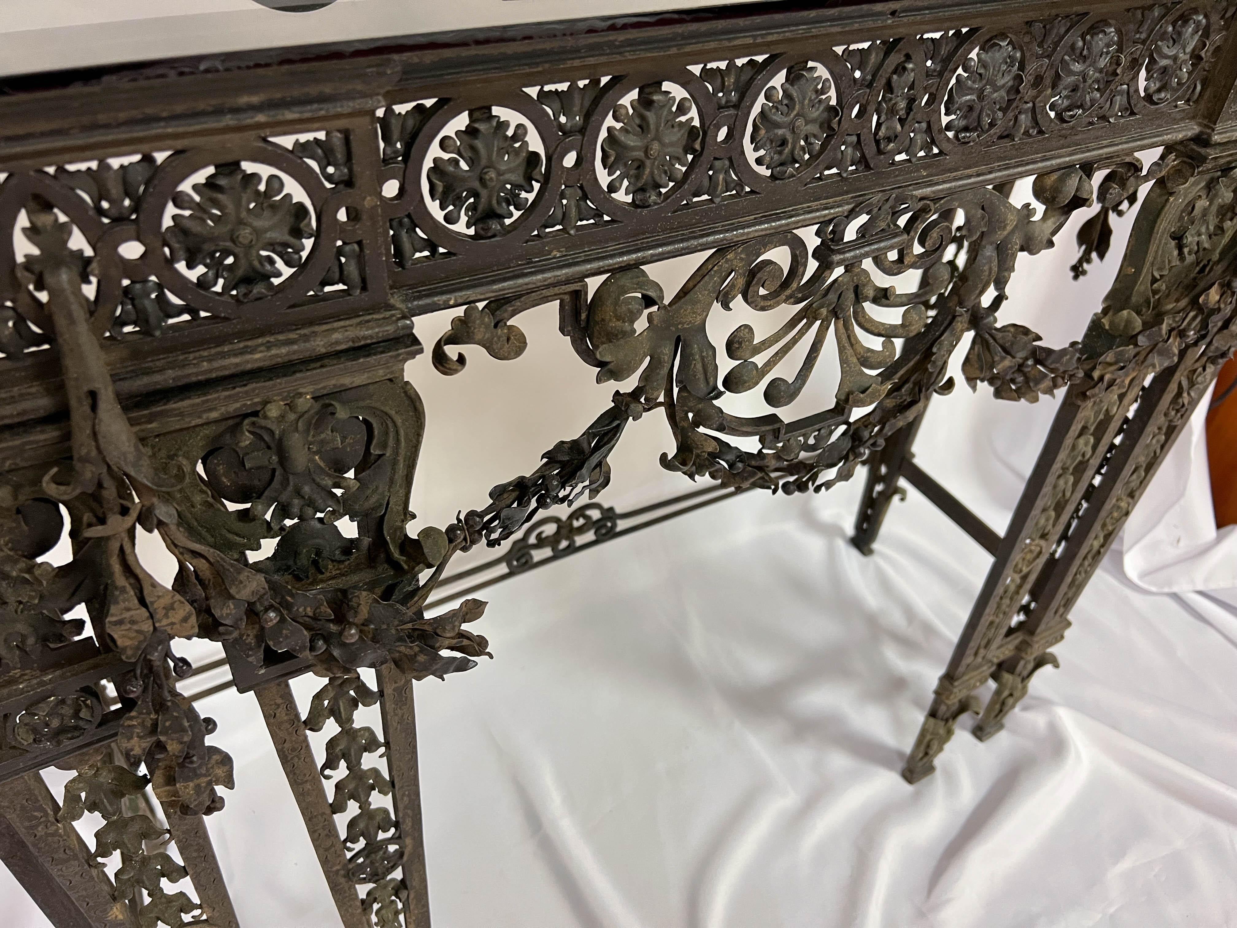 19th Century Wrought Iron Console Table For Sale 4