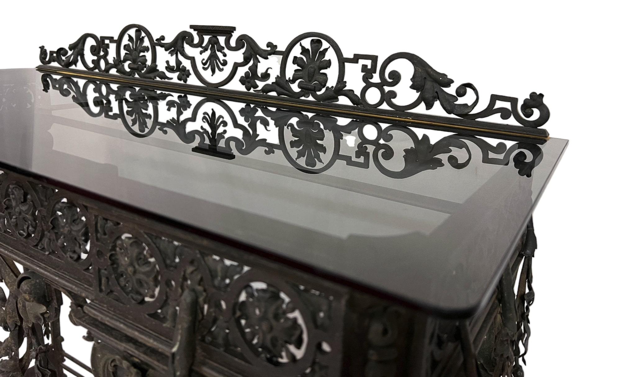 Table console en fer forgé du 19ème siècle en vente 2