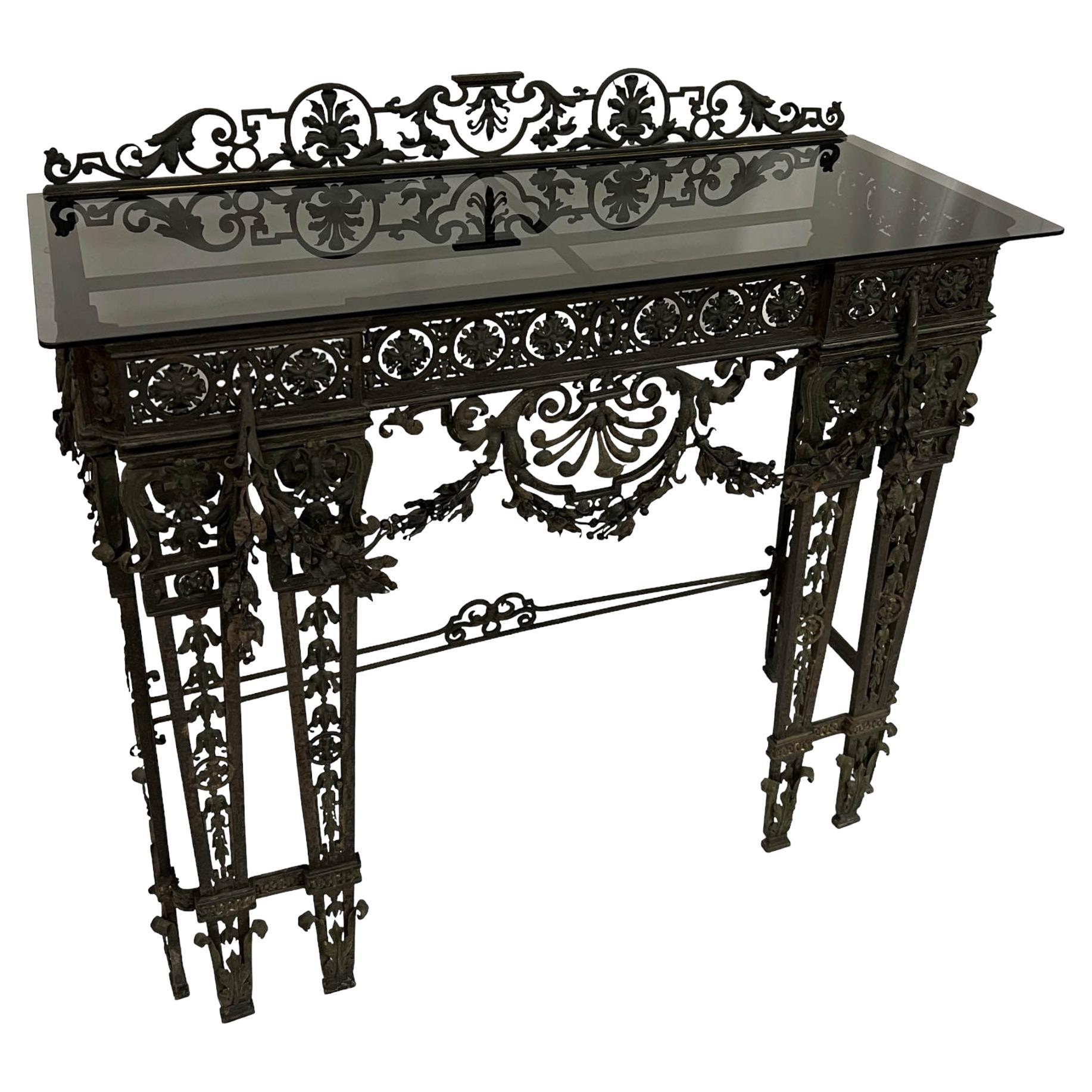 Table console en fer forgé du 19ème siècle en vente