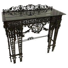Antique 19th Century Wrought Iron Console Table