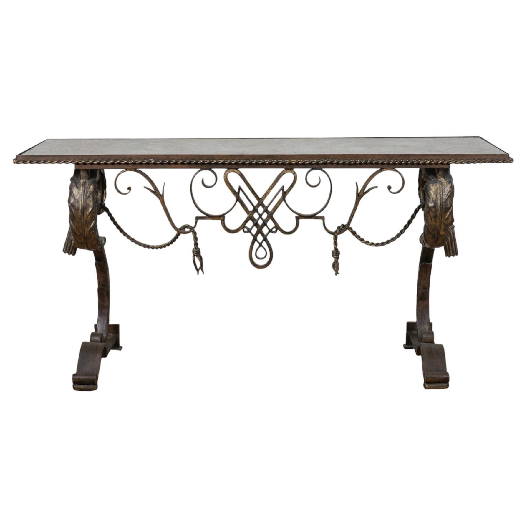 19th Century Wrought Iron Console Table