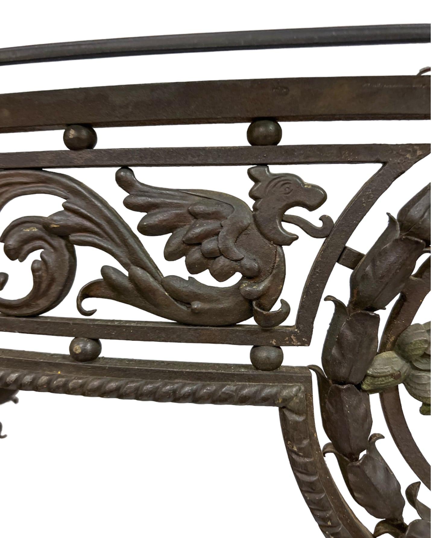19th Century Wrought Iron Demi-lune Console Table For Sale 3