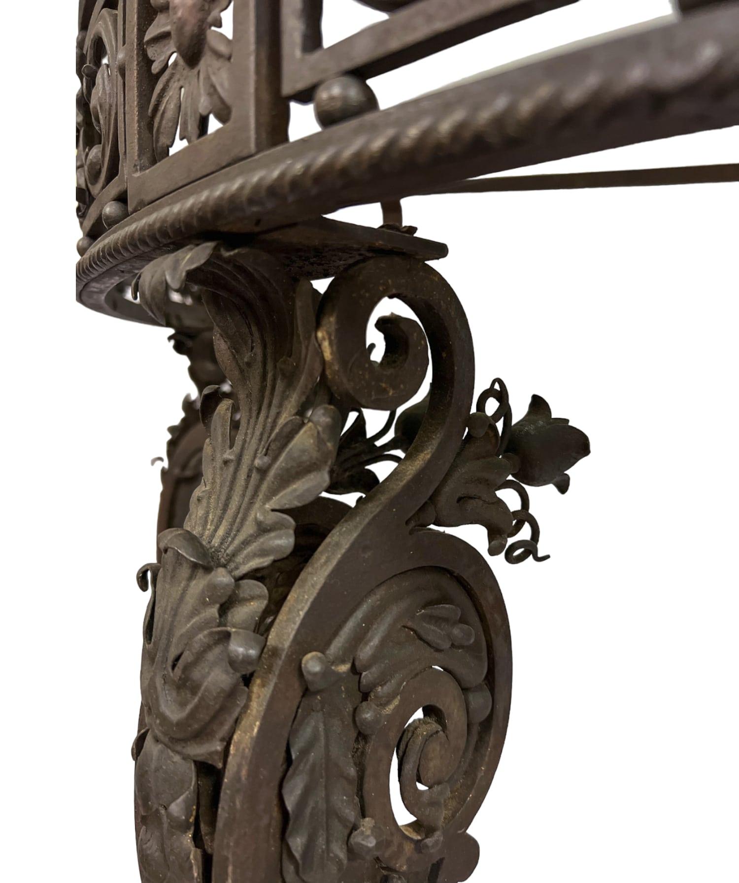 19th Century Wrought Iron Demi-lune Console Table For Sale 4