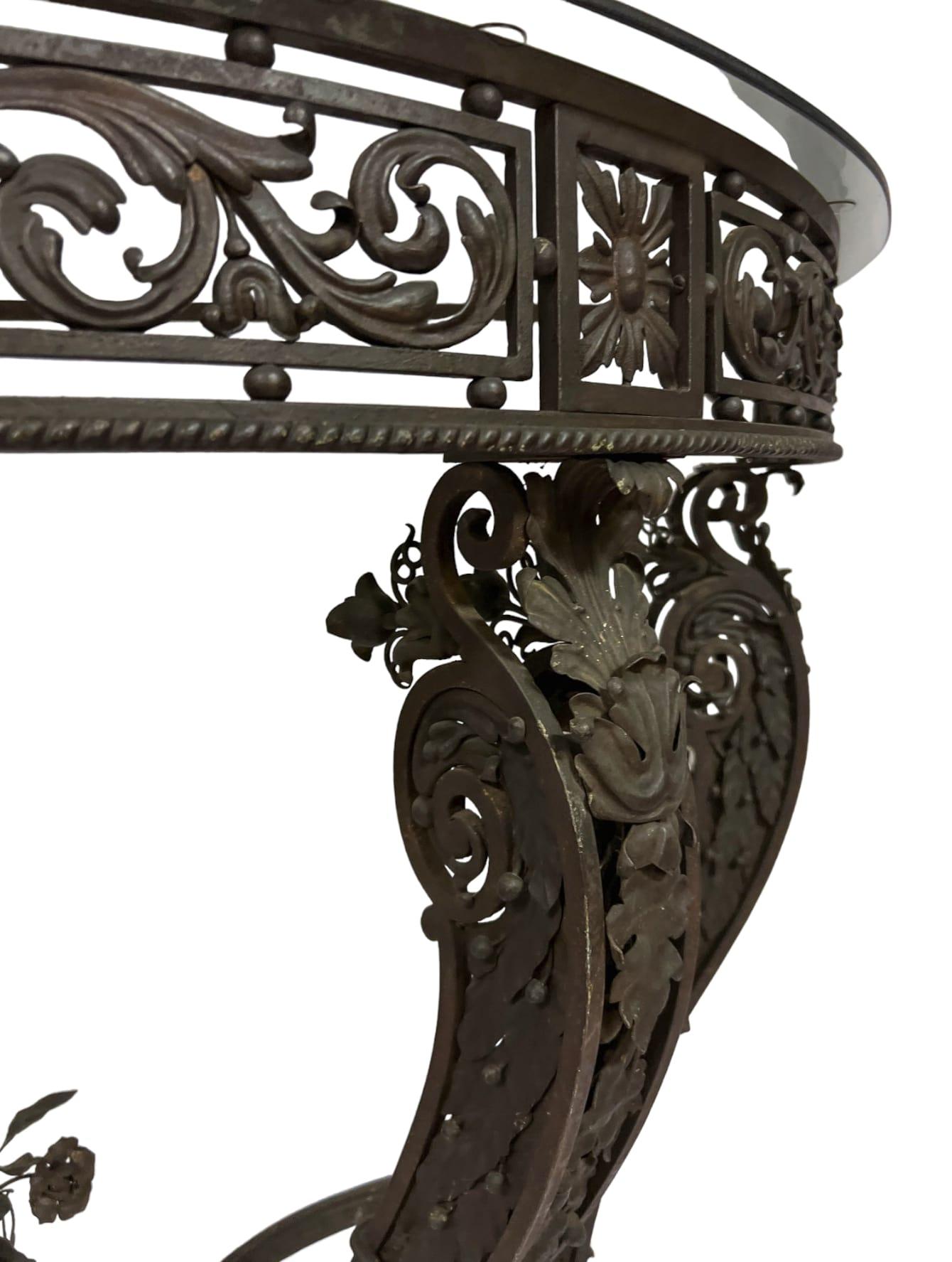 19th Century Wrought Iron Demi-lune Console Table For Sale 6