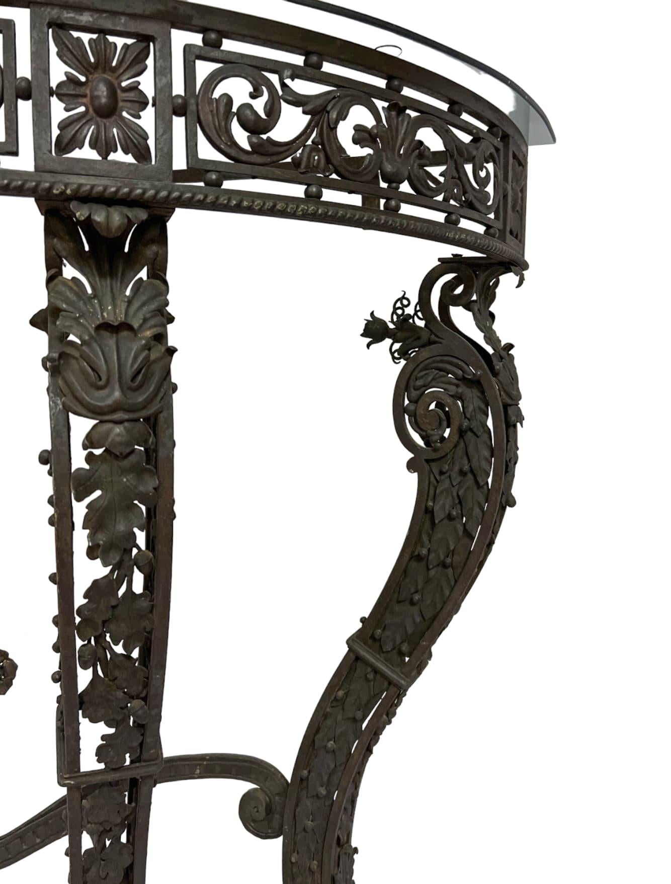 19th Century Wrought Iron Demi-lune Console Table For Sale 7