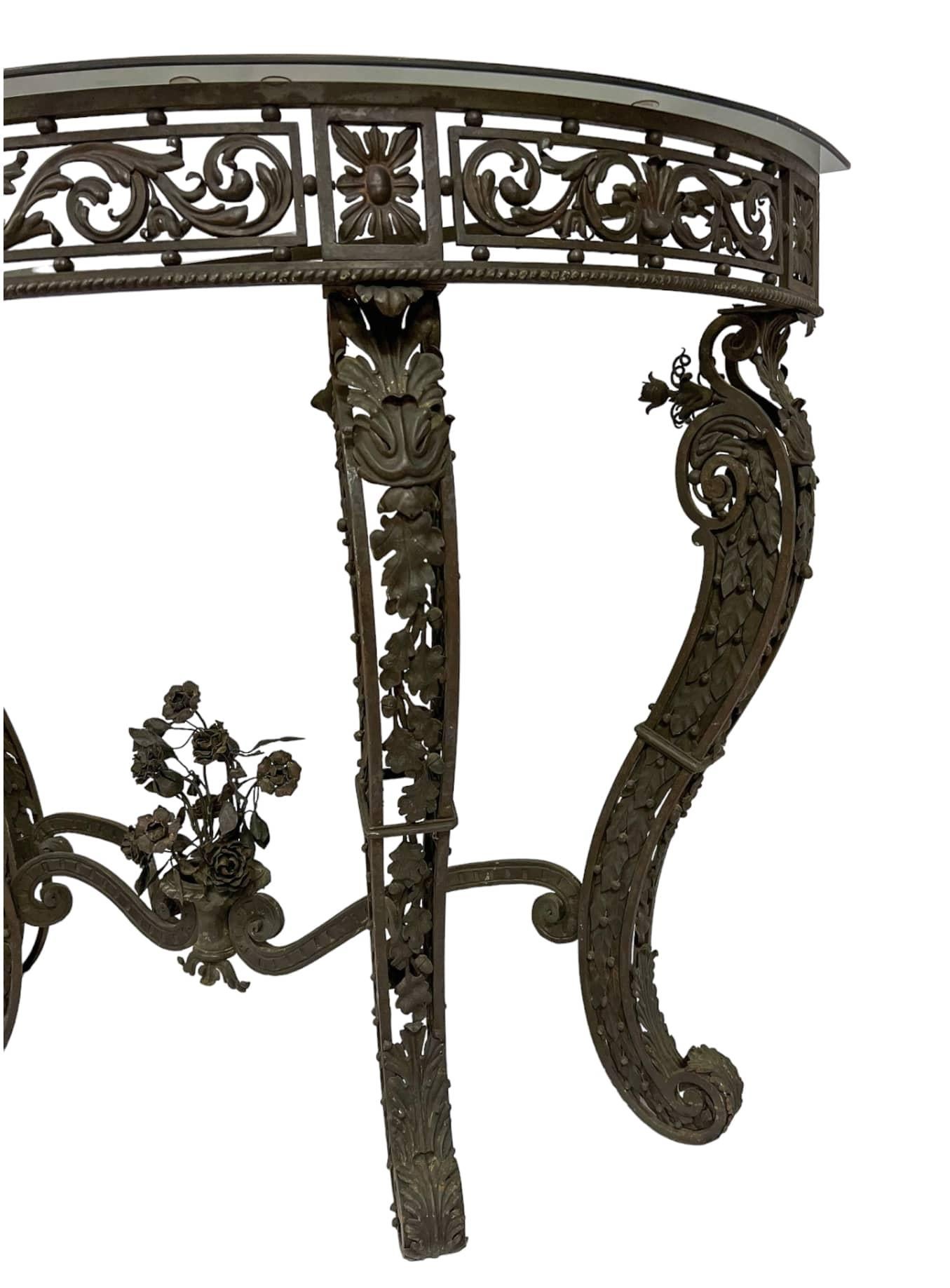 19th Century Wrought Iron Demi-lune Console Table For Sale 8