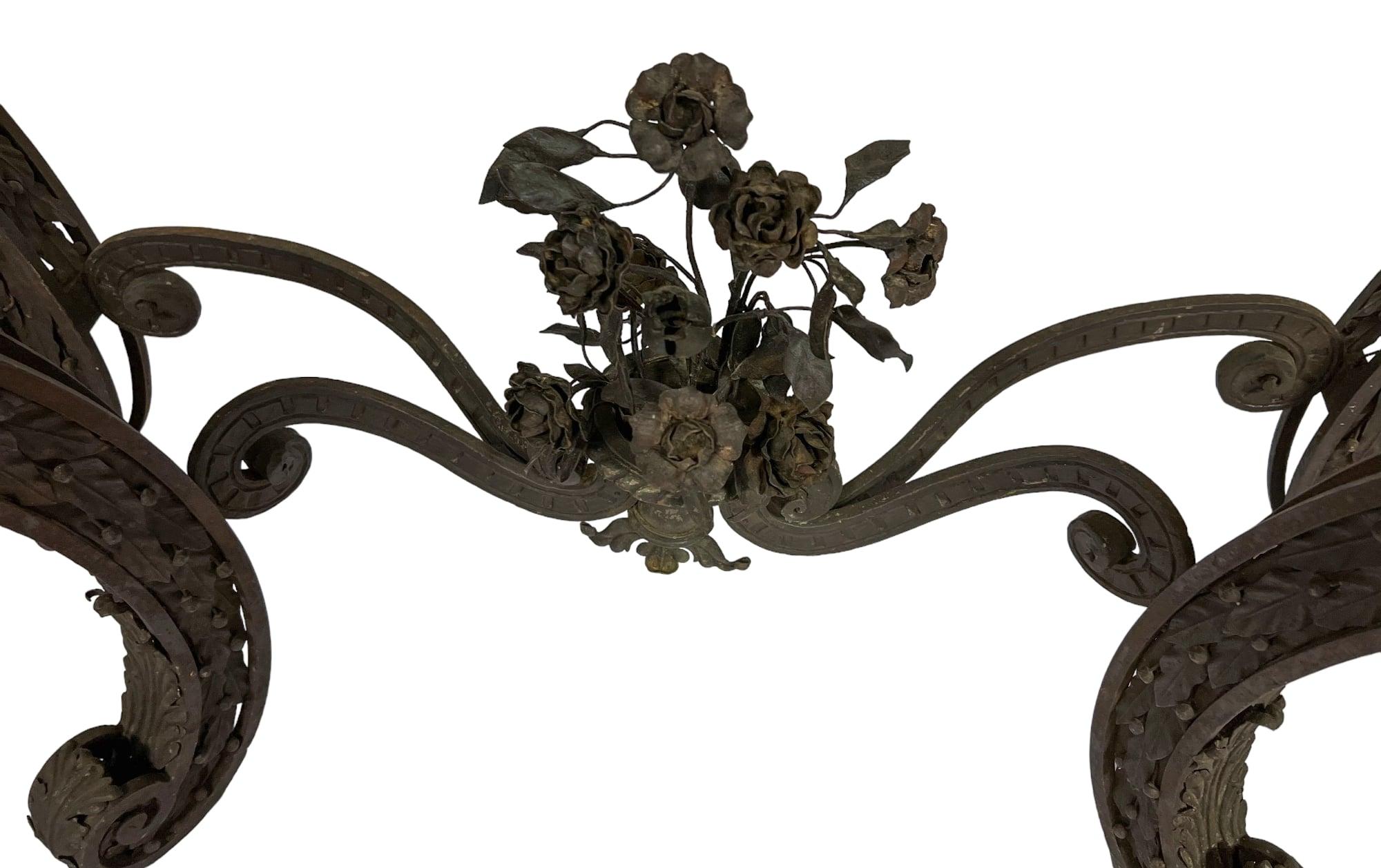 19th Century Wrought Iron Demi-lune Console Table For Sale 7