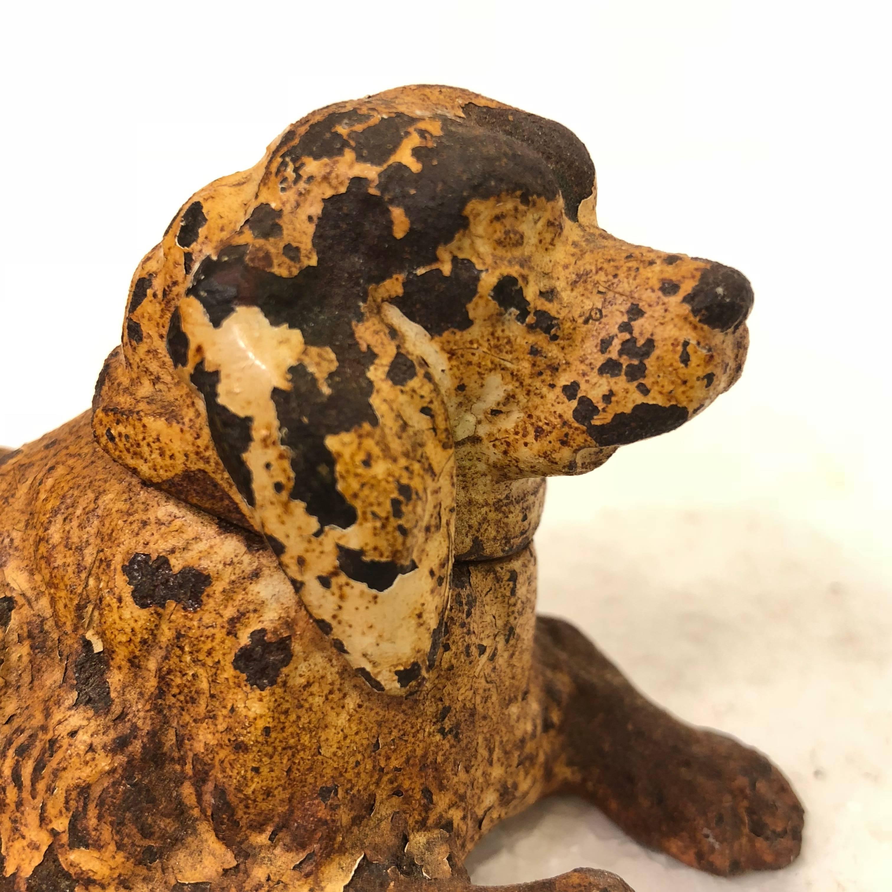 19th Century wrought iron dog sculpture or paperweight of a retriever.
