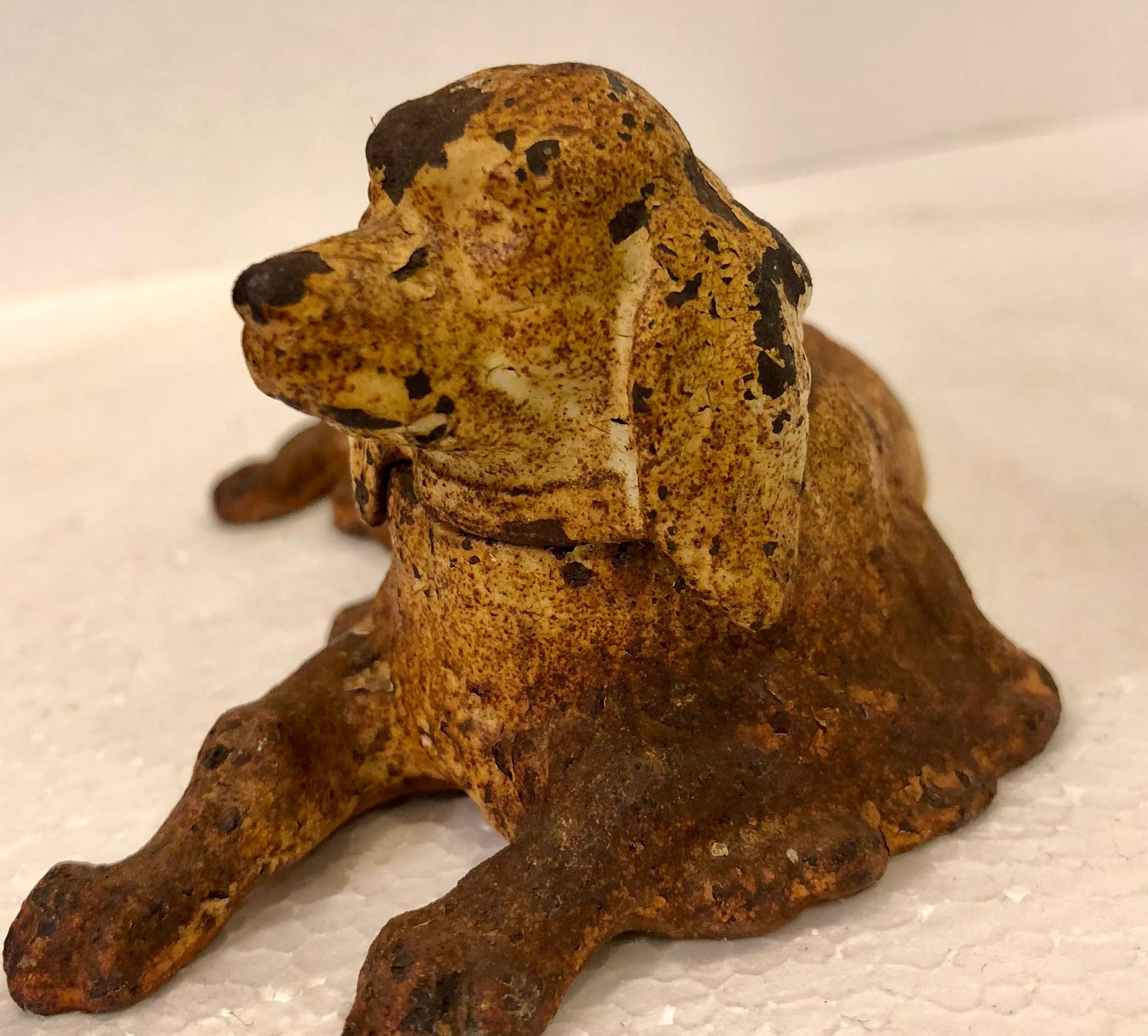 19th Century Wrought Iron Dog Sculpture or Paperweight Of A Retriever 1