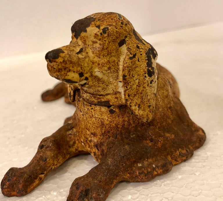 19th Century Wrought Iron Dog Sculpture or Paperweight Of A Retriever For Sale 1