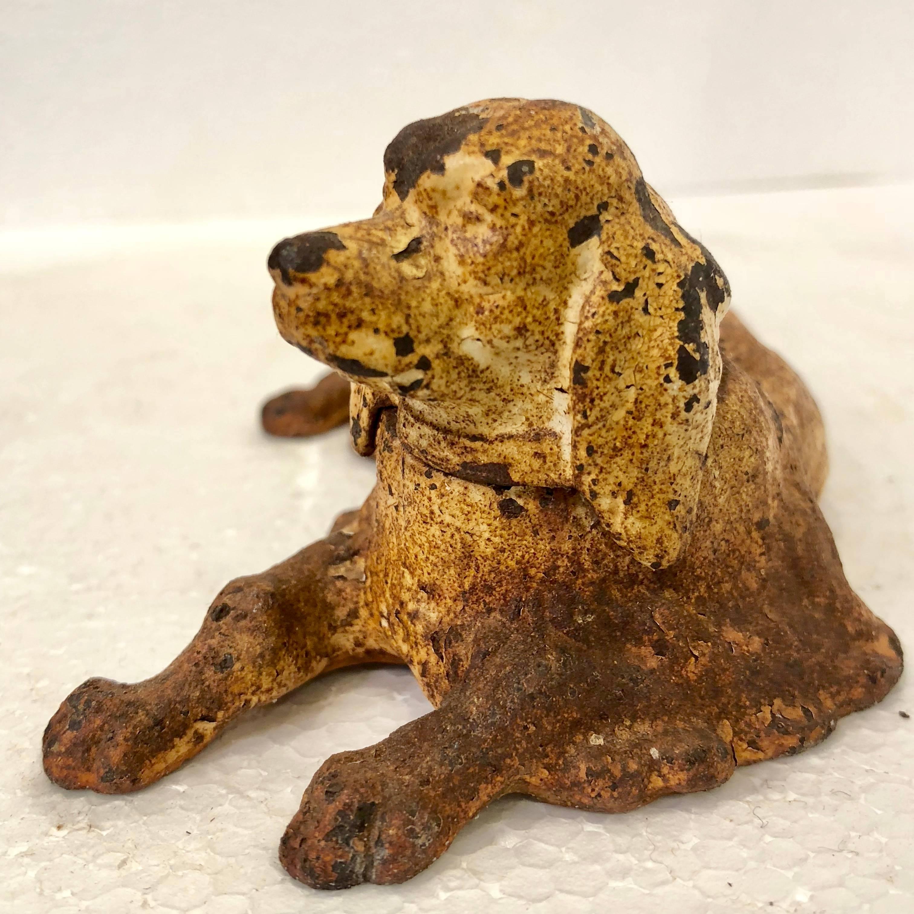 19th Century Wrought Iron Dog Sculpture or Paperweight Of A Retriever 3