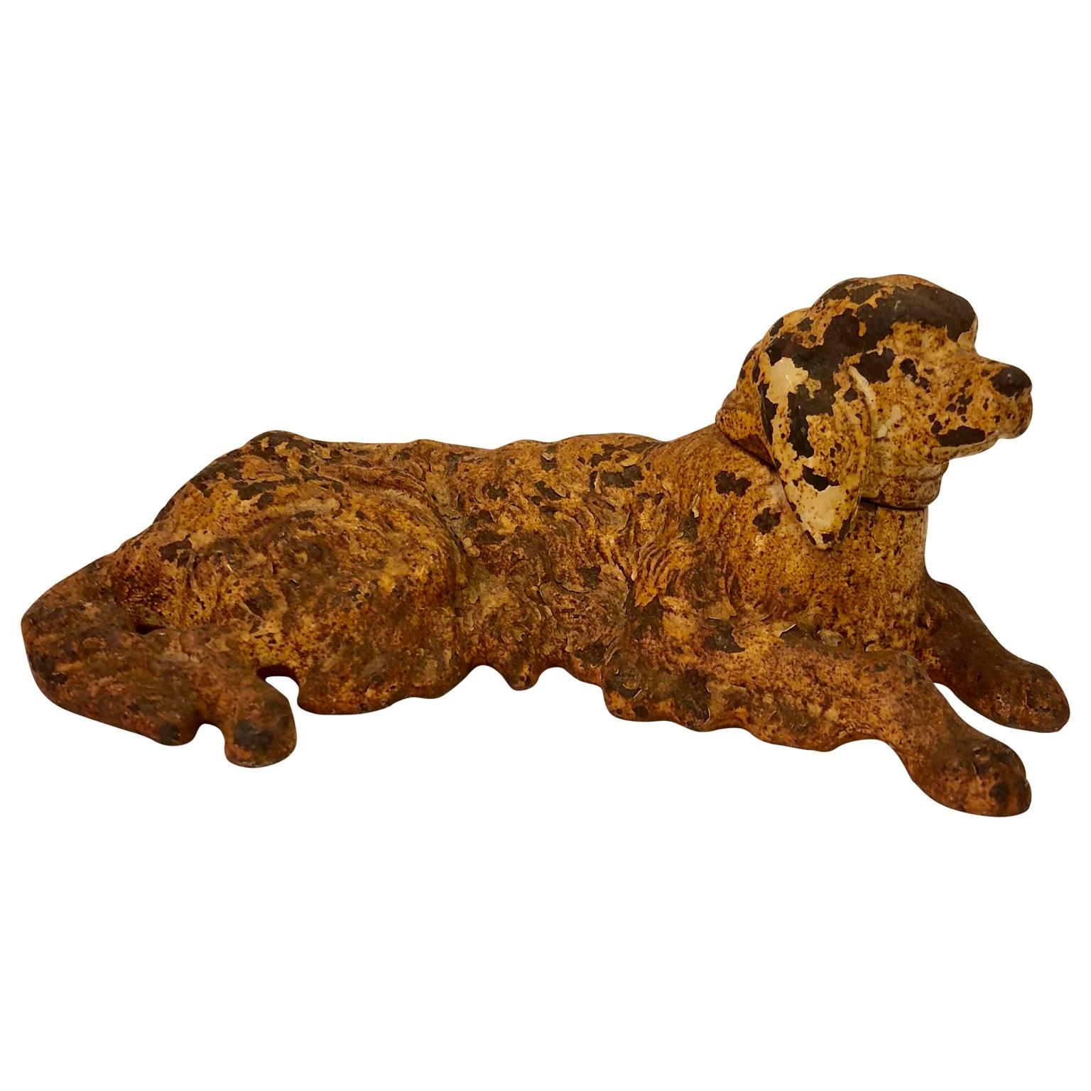 19th Century Wrought Iron Dog Sculpture or Paperweight Of A Retriever