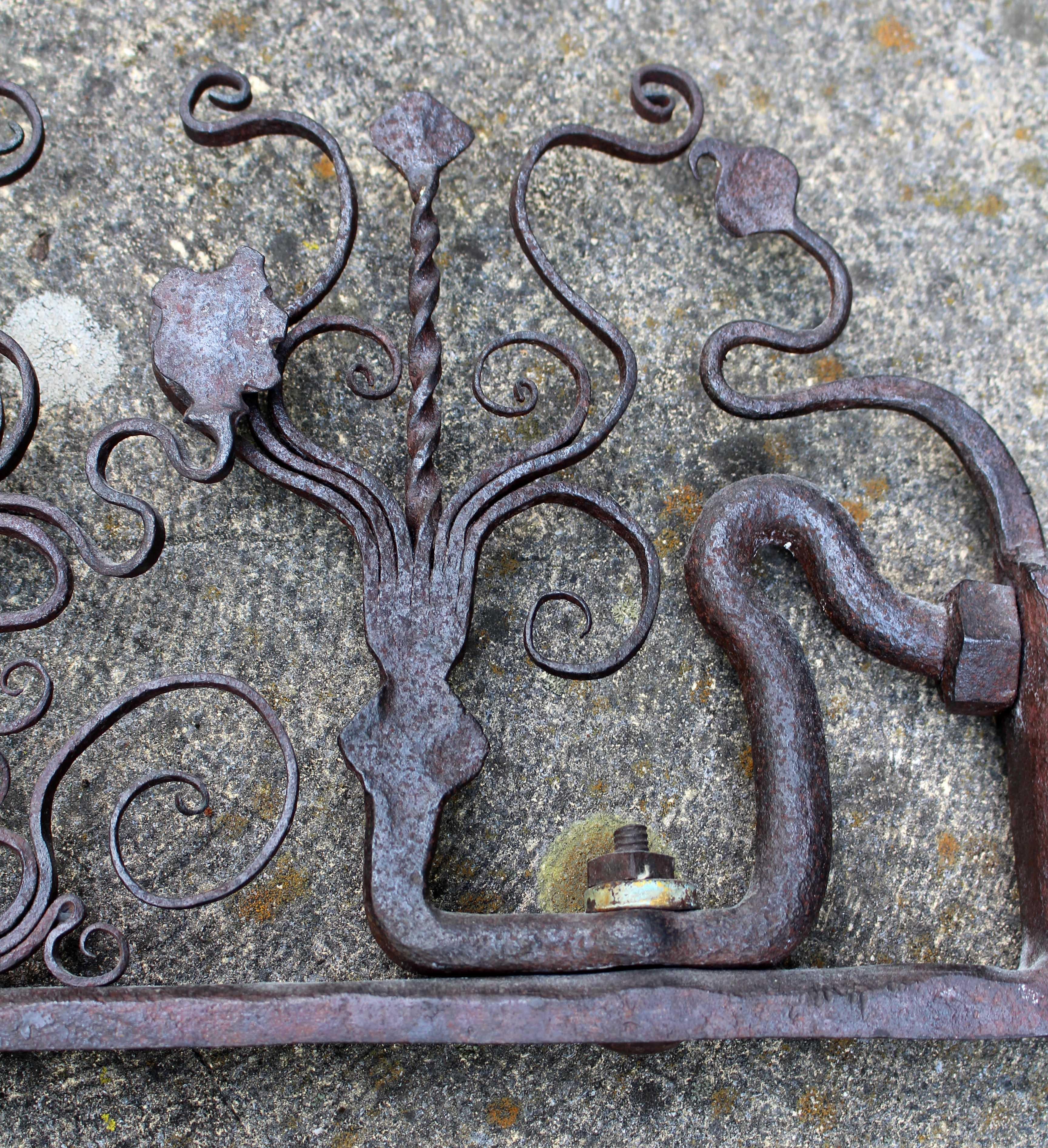 19th Century Wrought Iron Fence Fragment In Good Condition In Chapel Hill, NC