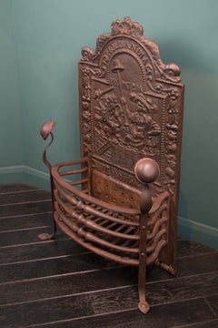 19th Century Ornate Wrought Iron Fireplace Basket, England, Circa 1890