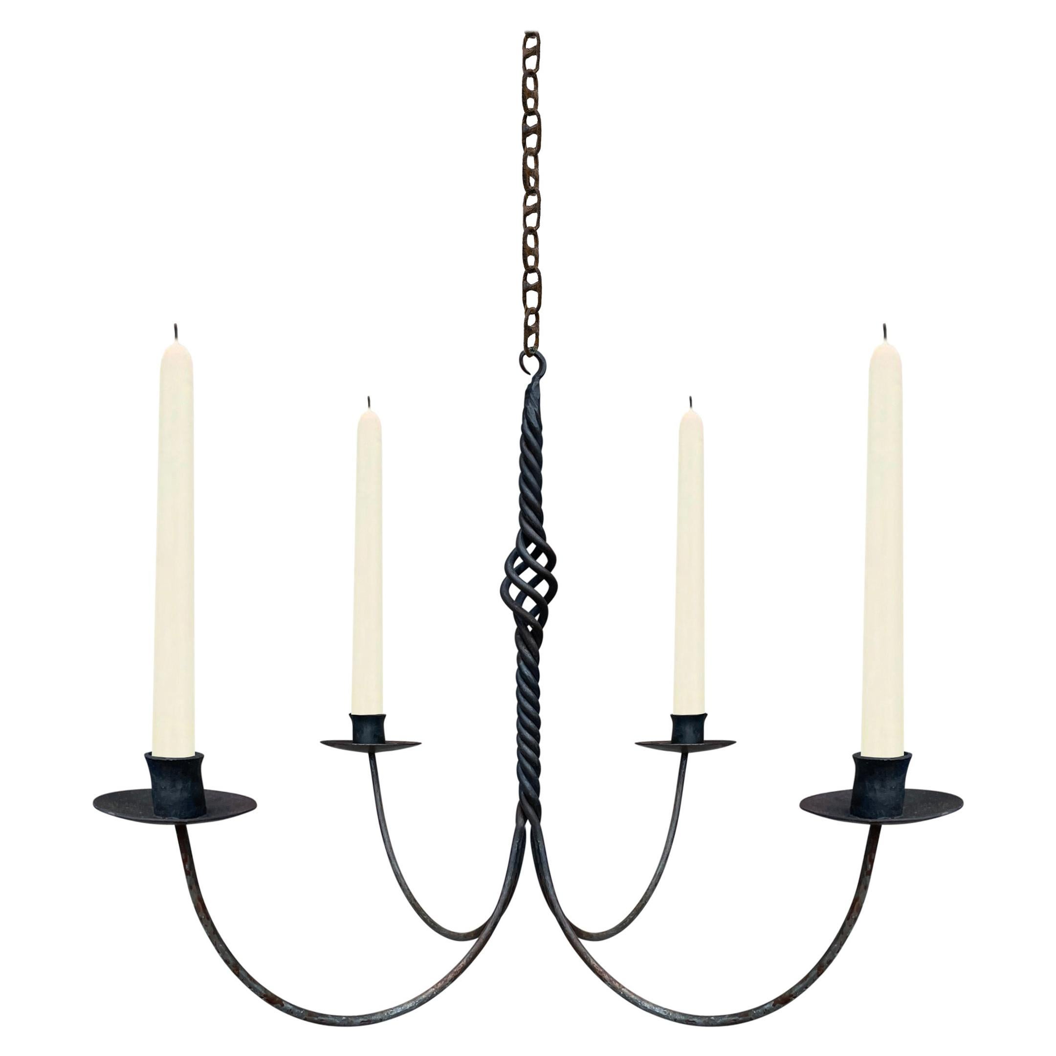 19th Century Wrought Iron Four-Arm Chandelier