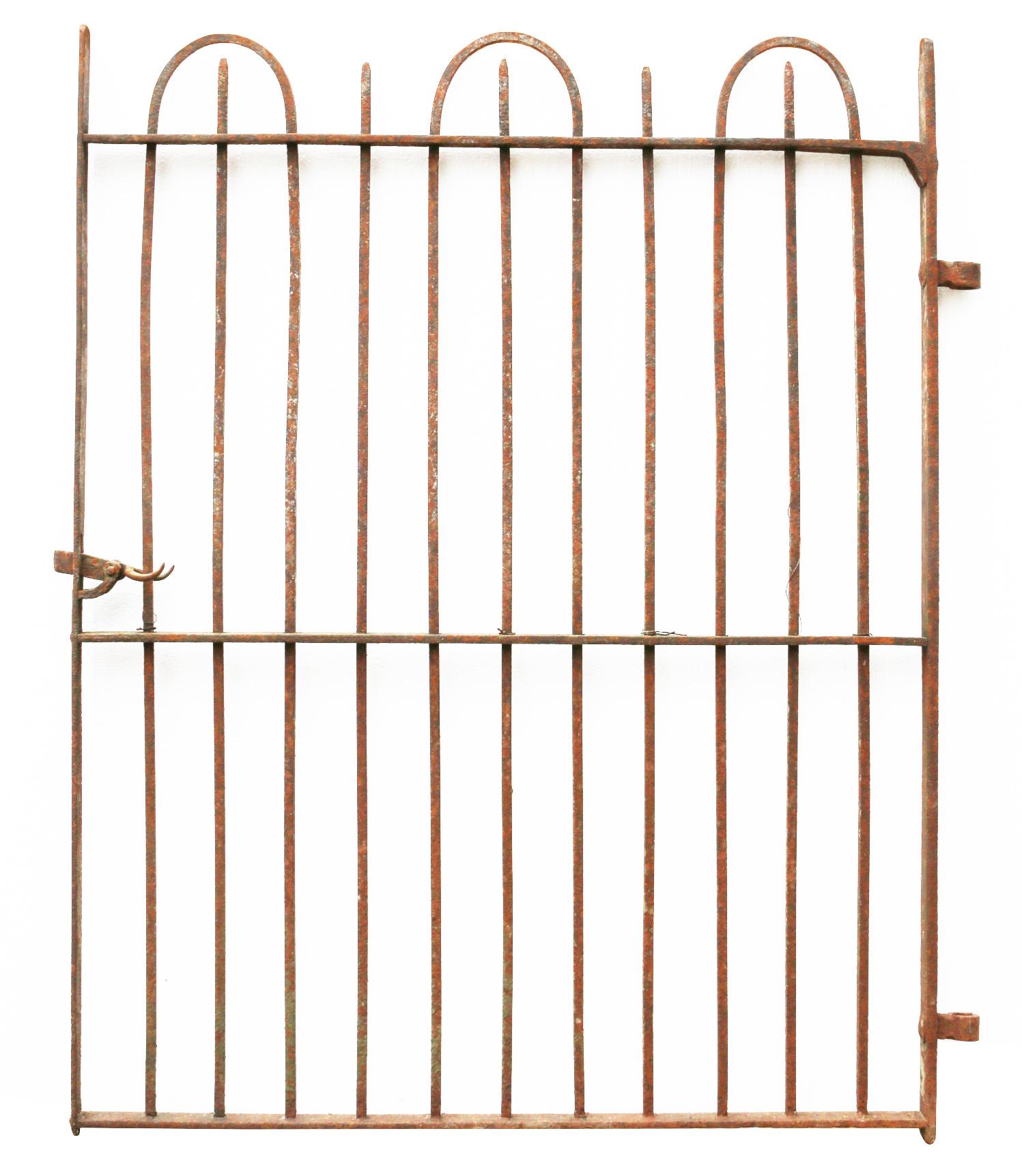 English 19th Century Wrought Iron Hooped Top Railings with Side Gate