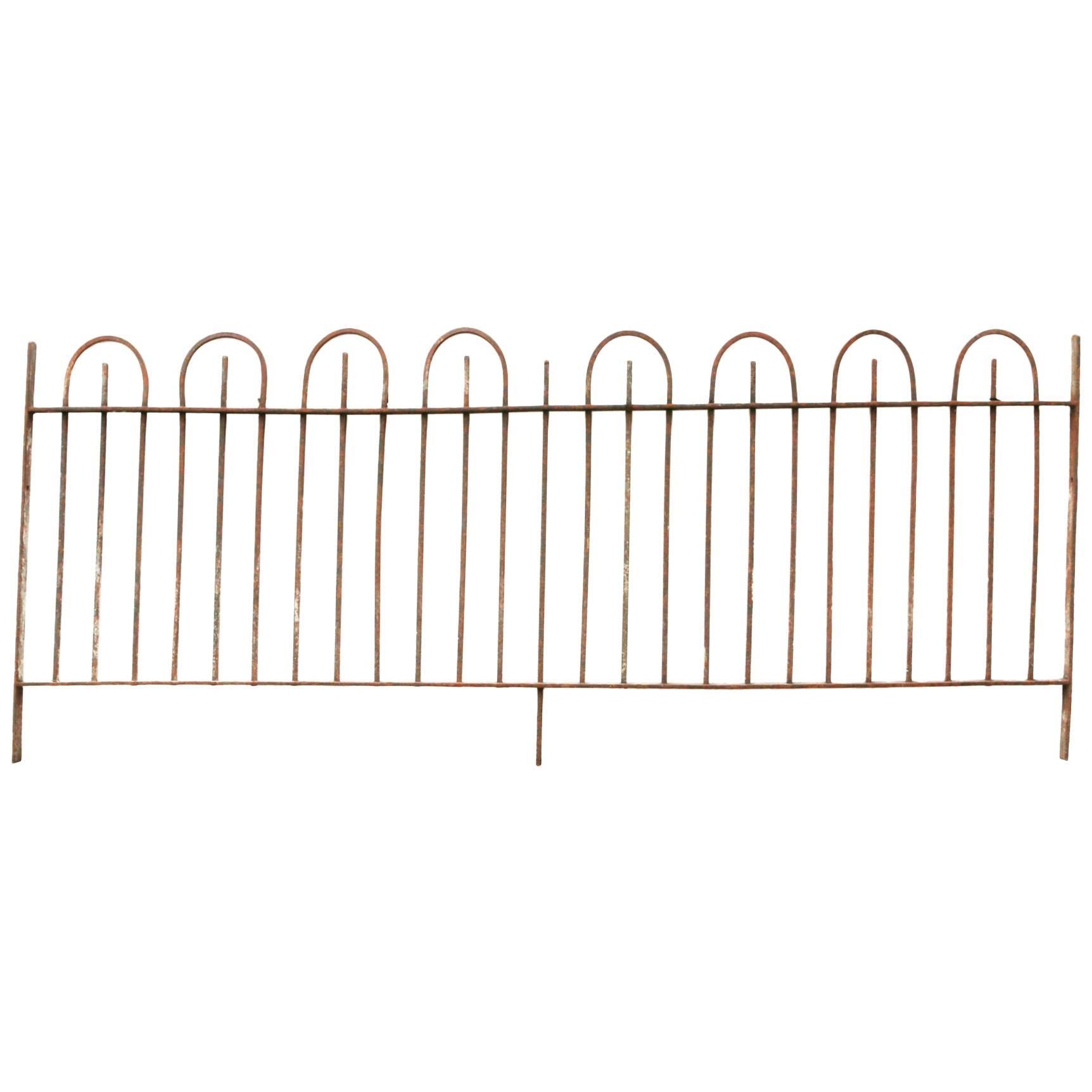 19th Century Wrought Iron Hooped Top Railings with Side Gate