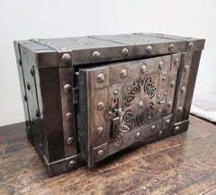 19th Century Wrought Iron Italian Antique Safe Strongbox