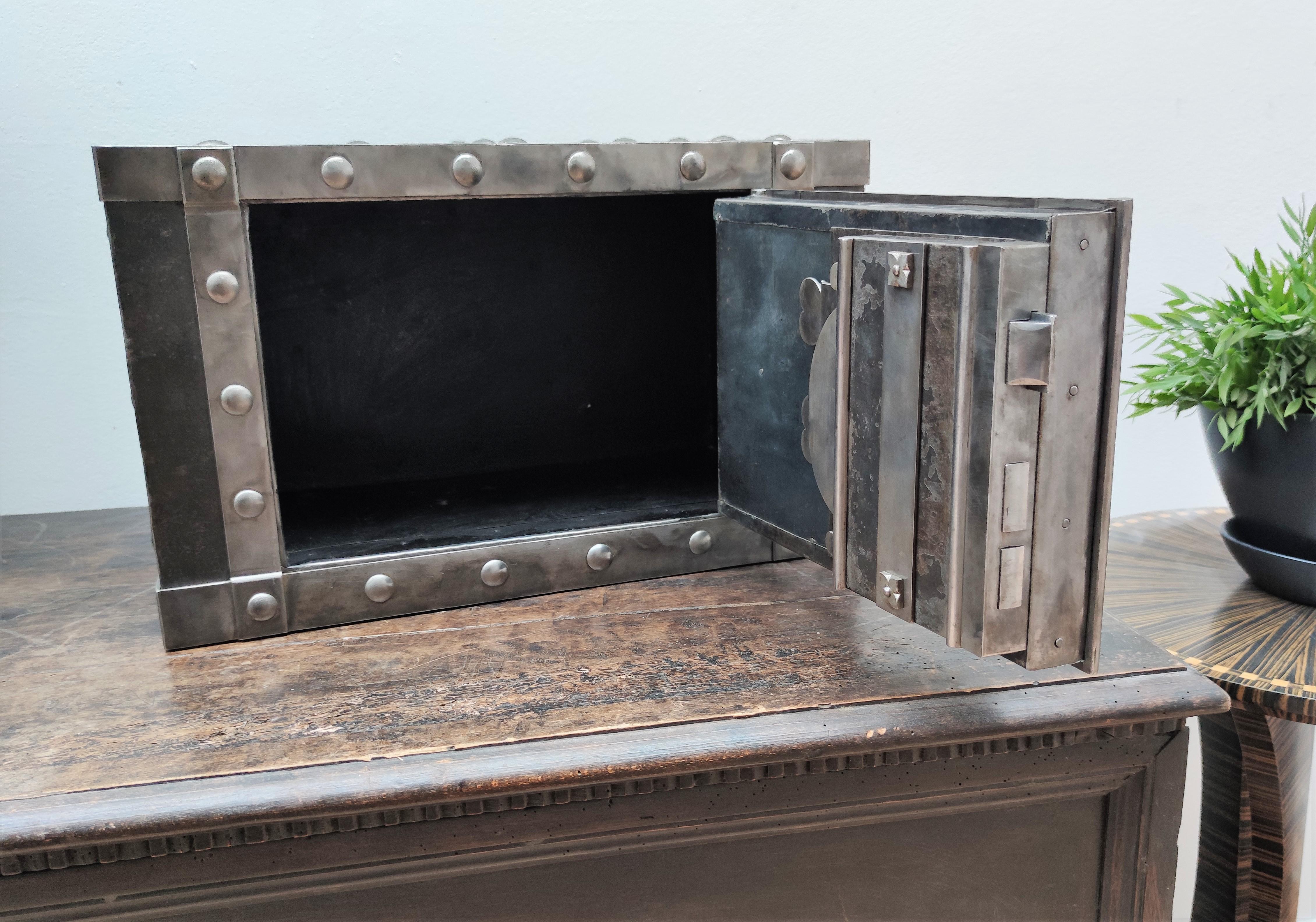 Industrial 19th Century Wrought Iron Italian Antique Safe Strongbox