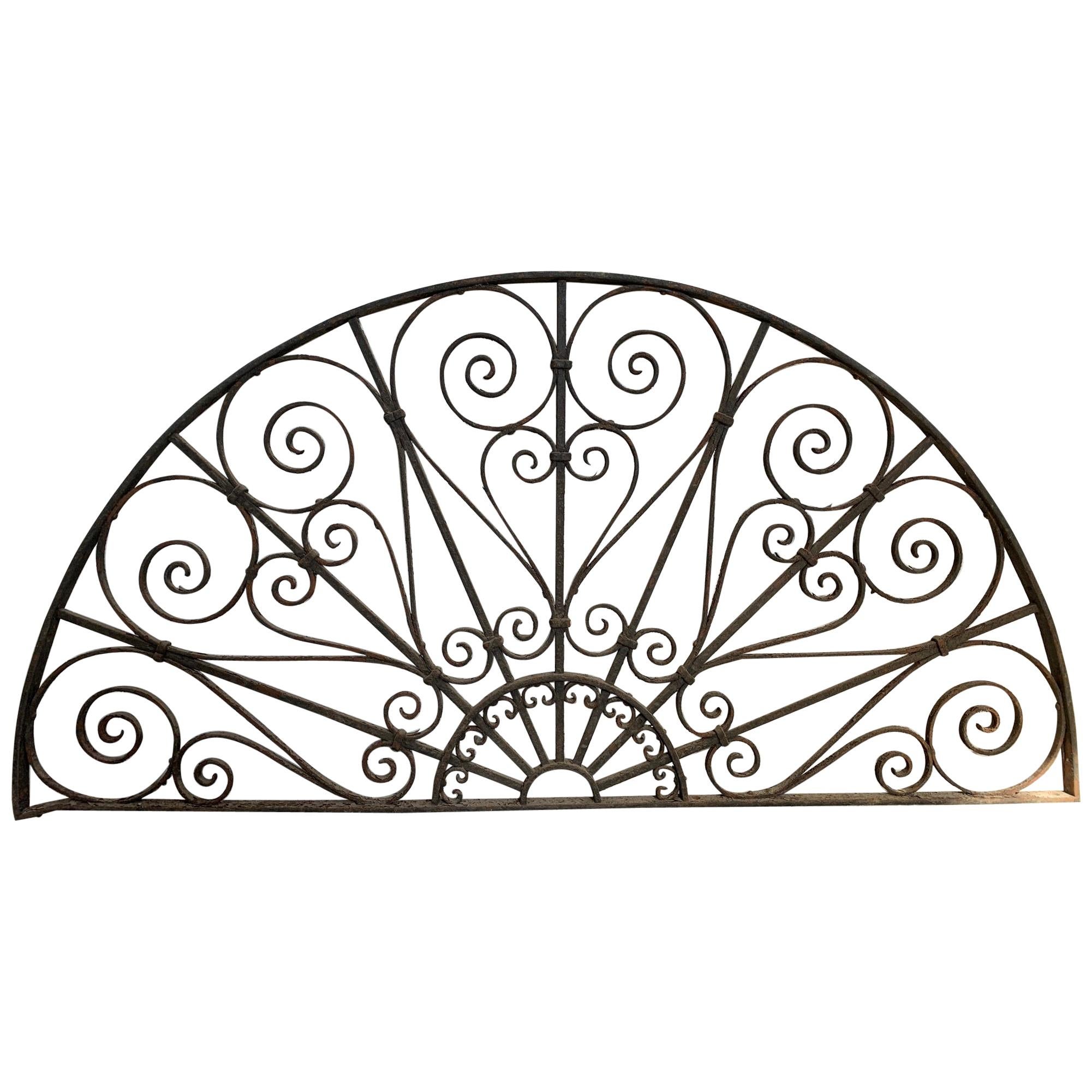 19th Century Wrought Iron Lunette or Fan Light For Sale