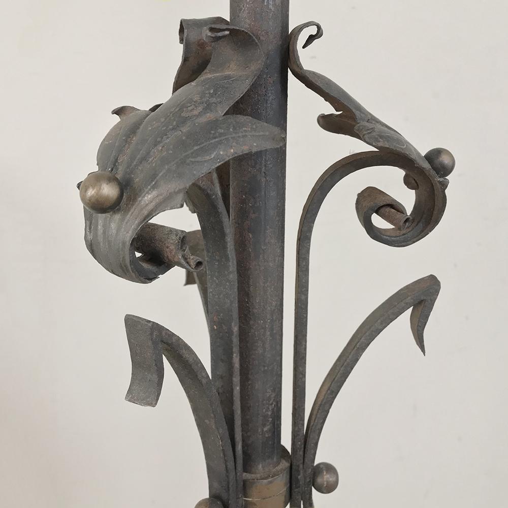 19th Century Wrought Iron Oil Lantern Electrified Floor Lamp 1