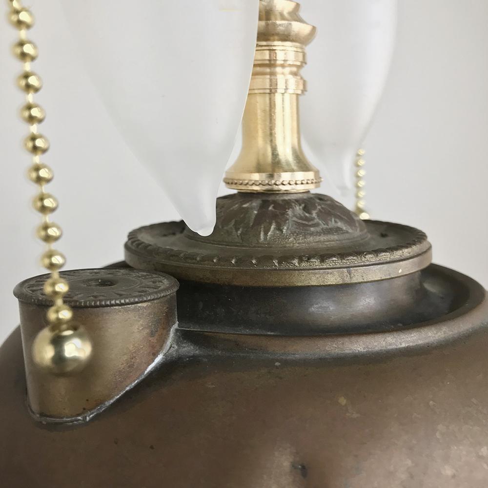 19th Century Wrought Iron Oil Lantern Electrified Floor Lamp 4