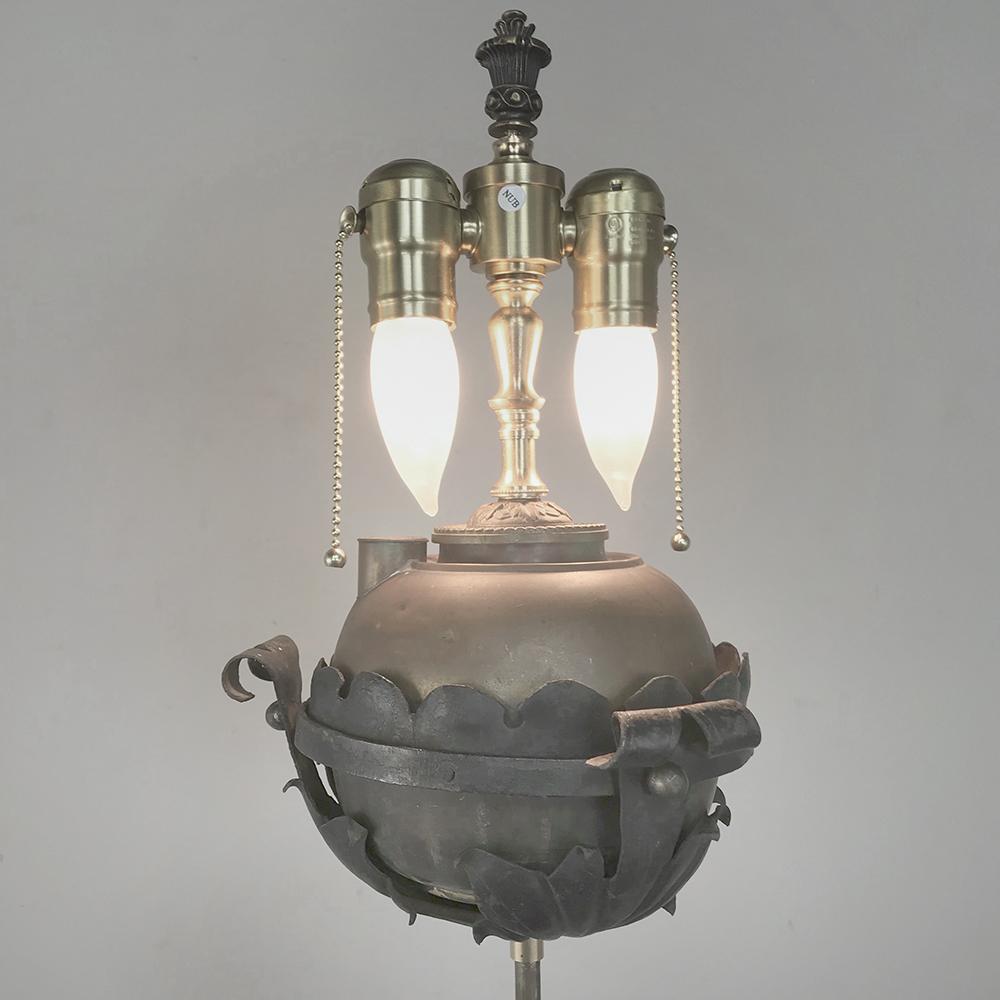 French 19th Century Wrought Iron Oil Lantern Electrified Floor Lamp