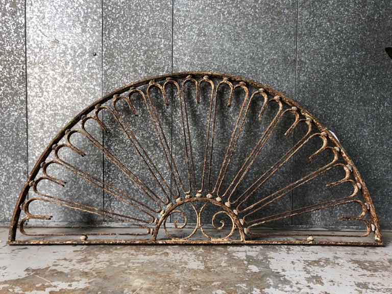 19th Century Wrought Iron Semi Circle Fan Light /Architectural Antique