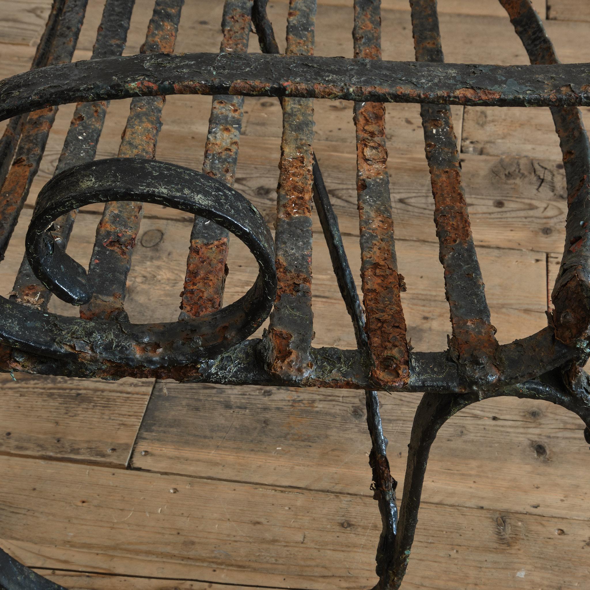 19th Century Wrought Iron Strap Work Garden Bench For Sale 3