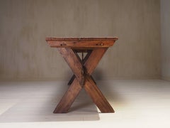 19th Century x frame trestle and cross strecther base table