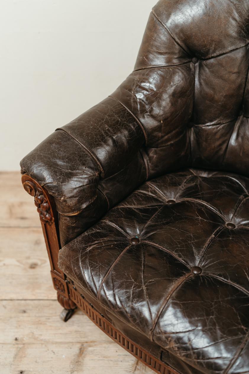 19th Century XL Leather Armchair  For Sale 8