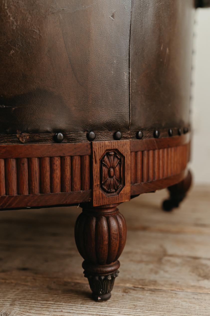 Fauteuil en cuir xl du 19e siècle en vente 8