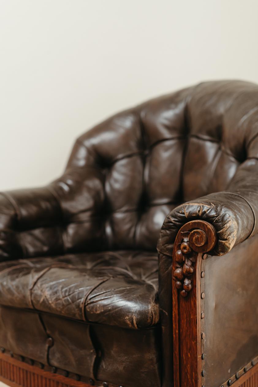 XIXe siècle Fauteuil en cuir xl du 19e siècle en vente