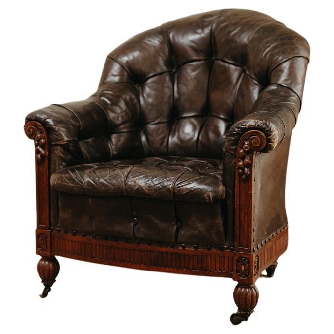 19th Century XL Leather Armchair  For Sale