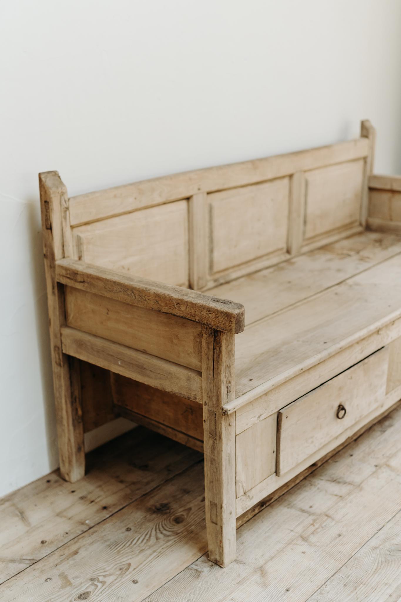 Banc xl du 19e siècle en chêne/érable Bon état - En vente à Brecht, BE